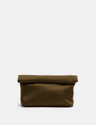 Satin Roll Clutch Bag Olive female