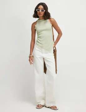 Textured Halter Neck Vest Light Green female - River Island - FashionsVida