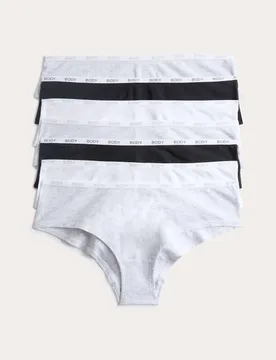 Pack Cotton Rich Hipster Knickers Grey Mix female - Body by M&S - FashionsVida