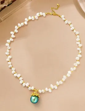 Fashion Human Breeding Pearls Strand Chain Light Luxury Cubic Zircon Flower Green Pearl Pendant Necklace Classic Choker for Wome - Aliexpress - FashionsVida