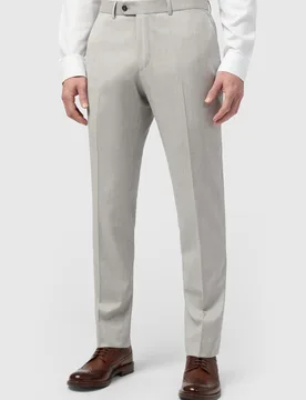 Mens Flat Fronted Tailored Suit Trousers In Light Grey Wool - Size 30r - Alexandre Silver Label - FashionsVida