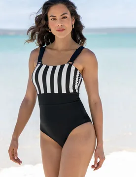Tall Palm Springs Tummy Control Swimsuit White/Black female - Pour Moi - FashionsVida