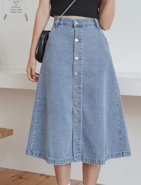 Falda vaquera de cintura alta con botones frontales XL - Shein - FashionsVida