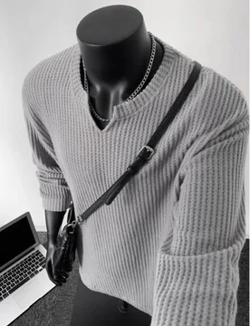 Men's Black V Neck Long-Sleeve T Shirt Cool Casual Knitting Sweater Base Layer Inner Wear Top - Aliexpress - FashionsVida