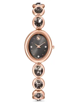 Orologio Imber oval, Fabbricato in Svizzera, Bracciale di metallo, Nero, Finitura in tono oro rosa OS - Swarovski - FashionsVida