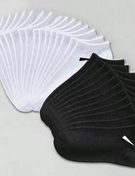 Par de Calcetines Invisibles de Algodón Puro para Mujer, Blanco/Gris/Negro, Transpirables y Suaves, Adecuados para Todas las Estaciones, Combinación - Shein - FashionsVida