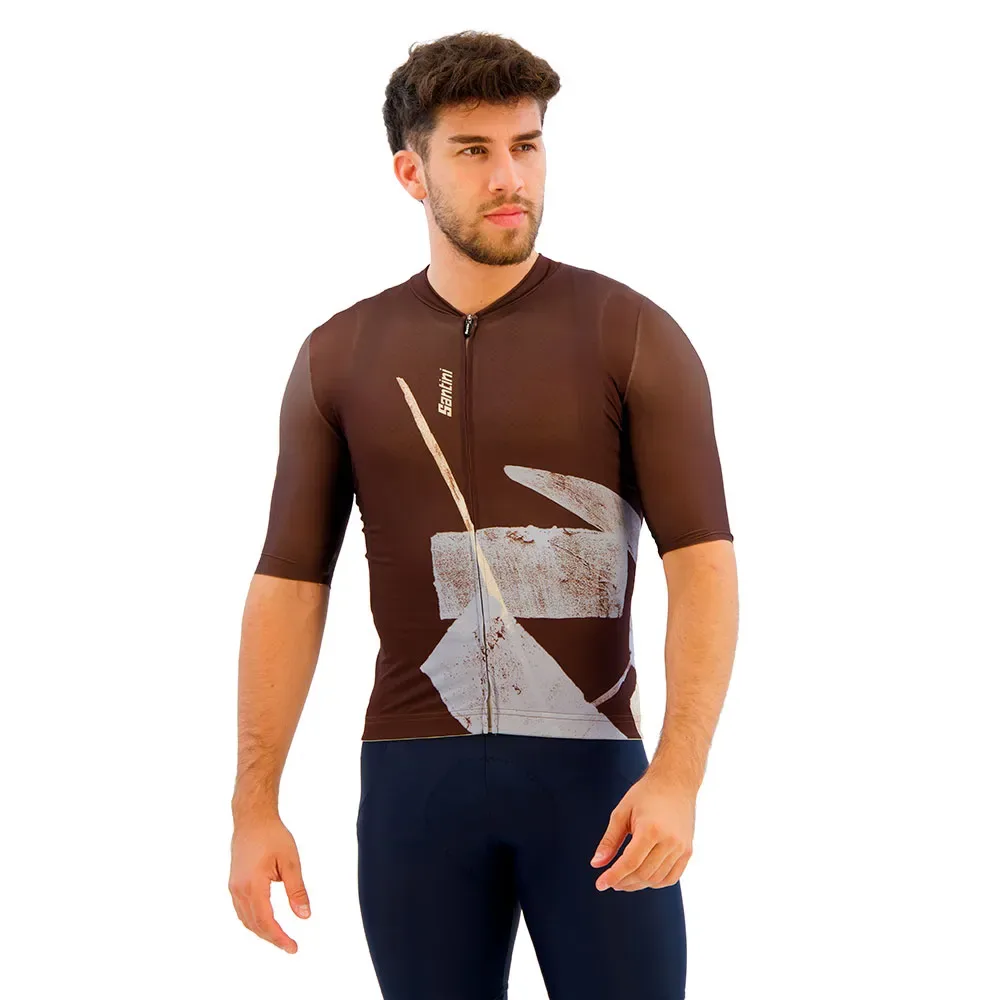 Maglia A Maniche Corte Note Chocolate Brown - Santini - FashionsVida
