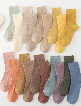 Pares de calcetines de algodón para mujer de media caña, color liso, casuales, antiolor, transpirables, anti-pilling, de doble costura, para otoño/ - Shein - FashionsVida