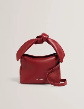 Leather Knotted Cross Body Bag Burgundy female - Ted baker - FashionsVida