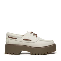 Womens Stone Street Boat Shoe - Off-White Leather - Size Uk 8