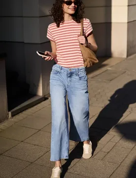 Street One High Waist Wide Leg Jeans im Loose Fit female Blau - Street One Studio - FashionsVida