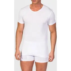 Camiseta interior de hombre de hilo de Escocia de manga corta y cuello redondo