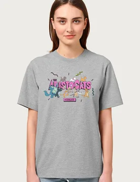 Women's Hashtag Cool Cats Relaxed Fit T-Shirt in Mid Grey Size: Small - Mid Grey - Size: S - Disney - FashionsVida