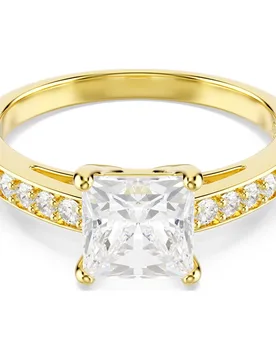 Anello Attract, Taglio quadrato, Pavé, Bianco, Finitura oro 18K 55 - Swarovski - FashionsVida