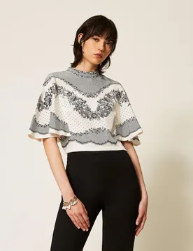 Blouse en satin jacquard floral avec pois - TWINSET - FashionsVida