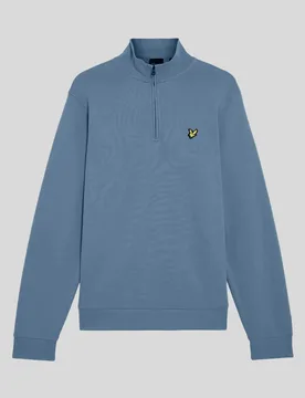 Men's Everyday 1/4 Zip Cotton Sweatshirt Ocean Sky - Lyle & Scott - FashionsVida