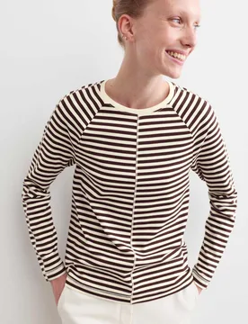 Striped Seam Detail Top Chocolate Mix female - Jaeger - FashionsVida