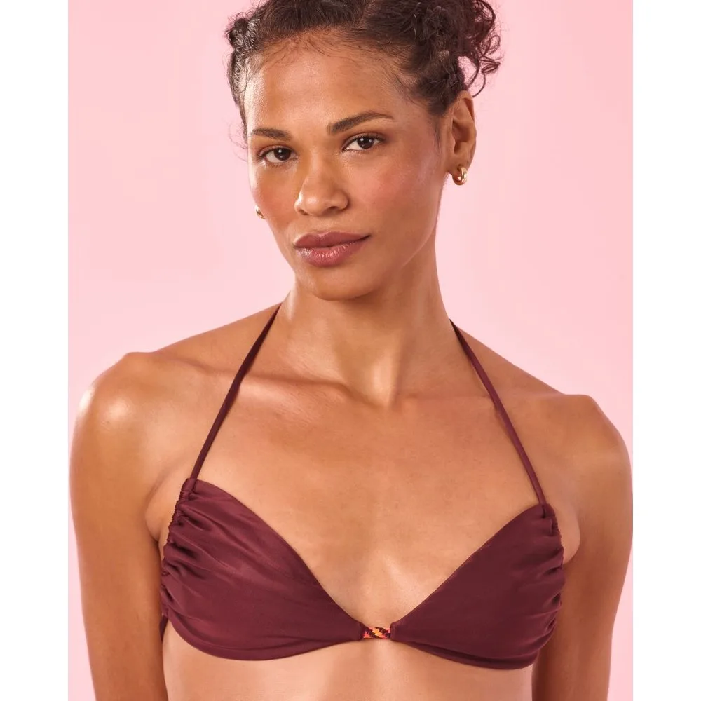 Top de bikini triángulo liso con relleno - Blueman - FashionsVida