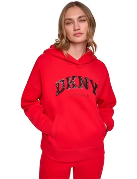 Sweat à Capuche Varsity Sequin New York City Crimson / Black Red S - DKNY - FashionsVida