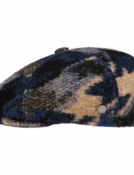 Camouflage Button Top Flat Cap by - blue - Size: S (54-55 cm) - Lierys - FashionsVida