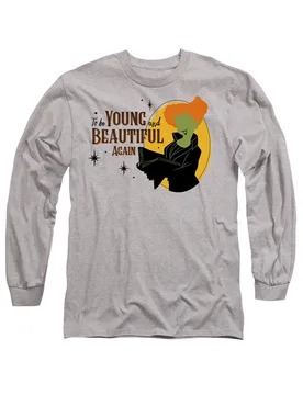 Unisex Hocus Pocus Winifred Young & Beautiful Again Long Sleeve T-Shirt, Athletic Heather in Light Grey Size: XL - Light Grey - Size: XL - Disney - FashionsVida