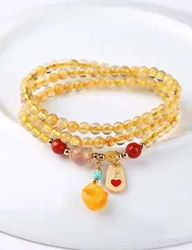 Natural Venus Golden Wholesale Three-Layer Rutilated Quartz Titanium Crystal Bracelet for Girls with B - Aliexpress - FashionsVida