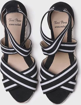 Alpargatas de cuña de mujer de ante con elásticos a rayas - Toni Pons - FashionsVida