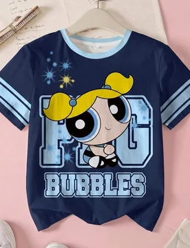 Camiseta casual de manga corta y cuello redondo con estampado completo para niñas preadolescentes - Shein - FashionsVida