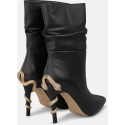 Botines básicos de mujer en napa con serpiente metálica en el tacón