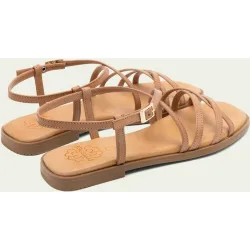 Sandalias de tiras de mujer de piel con hebilla