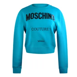 Womens Couture Logo Turquoise Blue Sweatshirt Cotton - Size 2xl