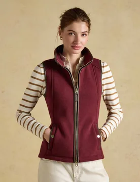Fleece Funnel Neck Gilet Red Mix female - Joules - FashionsVida