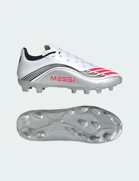 Scarpe da calcio F50 Messi League Multi-Ground bambino 34 Cloud White / Lucid Red / Silver Metallic - Adidas - FashionsVida