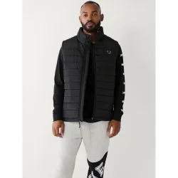 Mens Jet Black Horseshoe Puffer Vest - Male - Black - Small