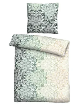 Feinbiber Bettwäsche Mandala fichte, 1x 155x220 cm + 1x 80x80 cm - Castell - FashionsVida