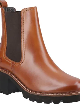 Gaia Leather Womens Tan Heeled Chelsea Boots - Size Uk 7 - Hush puppies - FashionsVida
