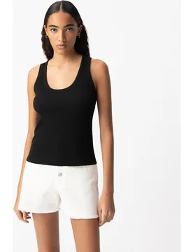 Camiseta de mujer sin mangas de canalé - IKKS - FashionsVida