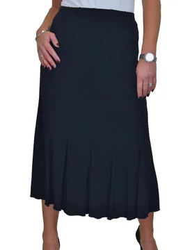 Women's 32" Soft Pleated Panel Midi Skirt in Navy Size: 10-12 - Navy - Size: 10-12 - Paulo Due - FashionsVida