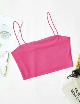 Top corto de tirantes unicolor delgado L - Shein - FashionsVida
