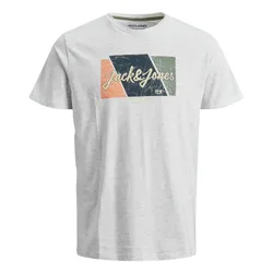 Mens Jack&jones Logo Casual T-Shirt Soft Cotton Crew Neck Short Sleeve - White - Size Small