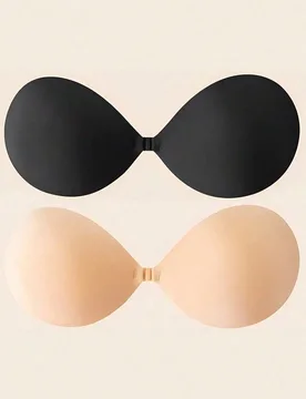 Paquete Sostén Adhesivo de unicolor con Acolchado Fino Push Up Cubrepezones para Mujer Sostén sin Espalda sin Tirantes Cubrepezones de Silicona Auto - Shein - FashionsVida