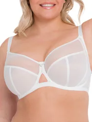 Womens Victory Balcony Bra - White Polyamide - Size 34h
