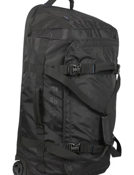 Unisex 'Voyager' Durable Heavy Duty Padded Strap 90L Wheelie Holdall Bag in Black - Black - Size: One Size - Mountain Warehouse - FashionsVida