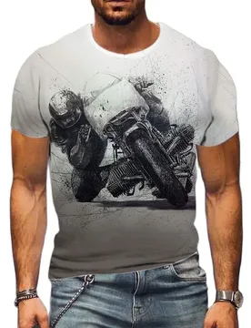 D Men's Motorcycle Rider Print T-Shirt Street Cool Fashion O-Neck Short Sleeve Plus Size New Shirt - Aliexpress - FashionsVida
