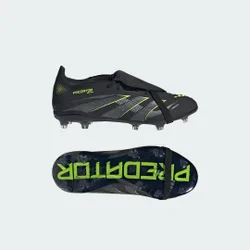 Scarpe da calcio Predator Elite con linguetta ripiegabile per terreni compatti Bambini 32 Core Black / Iron Metallic / Lucid Lemon