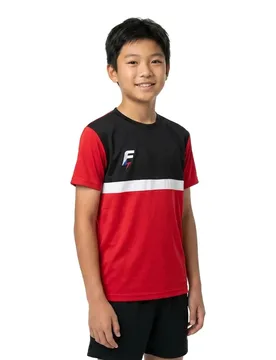 Polo à Manches Courtes Mediane Black / Red 164 cm Garçon - Force Xv - FashionsVida