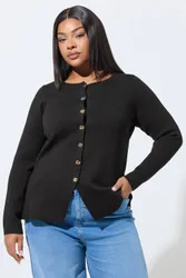 Women's Long Sleeve Knitted Top in Black Size: 20 - Black - Size: 20