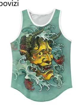 Japanese Style Demon Tank Tops Green Sleeveless Shirt Sportswear Vest Casual Singlet Plus Size Mesh Tops Men Gym Clothing - Aliexpress - FashionsVida
