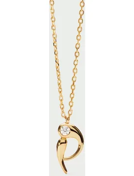 Colgante Inicial P de plata dorada y circonita - PDPAOLA - FashionsVida