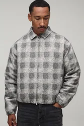 Mens Boxy Fit Textured Harrington Jacket - Taupe - Size Small